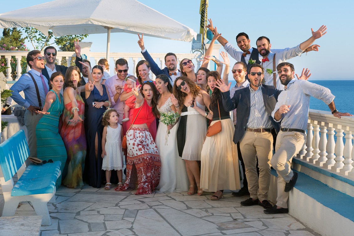 skyros sporades greece summer maid of honors bride wedding dress weddingskyros wedding groom flowers bridal bouquette orthodox church friends
